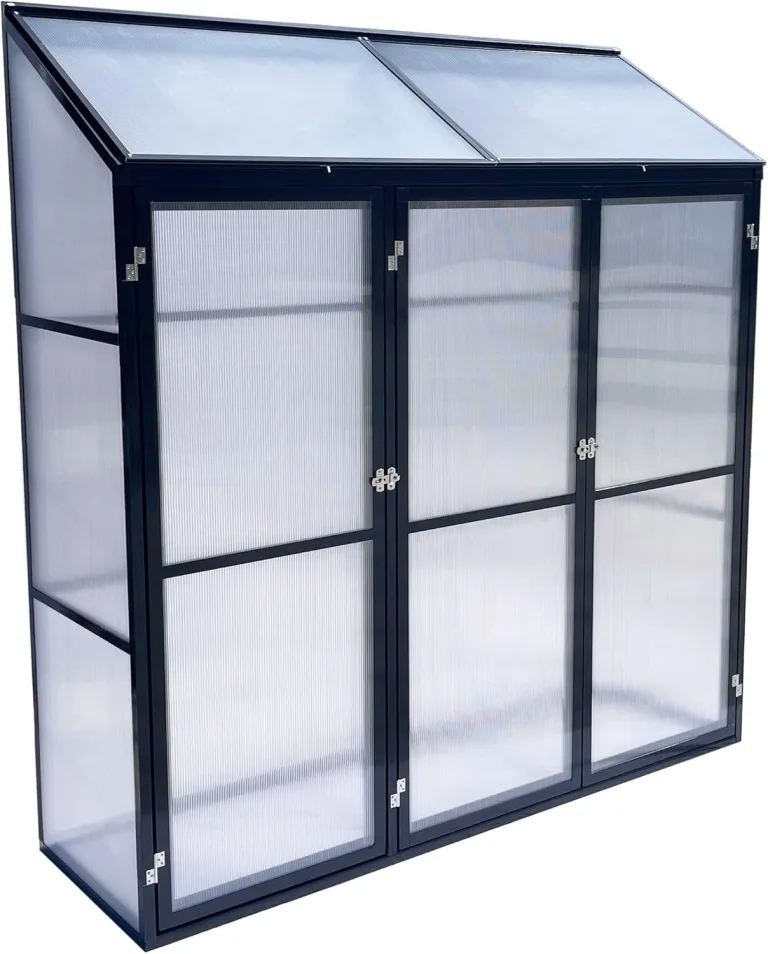 Tomatenhaus Anlehngewächshaus Aufzuchtschrank Treibhaus Frühbeet Pflanzenhaus Aluminium Beistell-Gewächshaus klein mit Rückwand 180x55X190 cm(Schwarz) – Bild 1