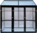 Tomatenhaus Anlehngewächshaus Aufzuchtschrank Treibhaus Frühbeet Pflanzenhaus Aluminium Beistell-Gewächshaus klein mit Rückwand 180x55X190 cm(Schwarz) - Thumbnail 2
