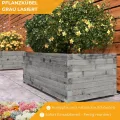 Pflanzkübel Grau Lasiert 60x40 cm - Massiv & wetterfest - Fertig montierter Blumenkübel aus Kiefernholz - Rustikaler Blumentopf für Garten, Balkon & Terrasse, witterungsbeständig & robust - Thumbnail 3