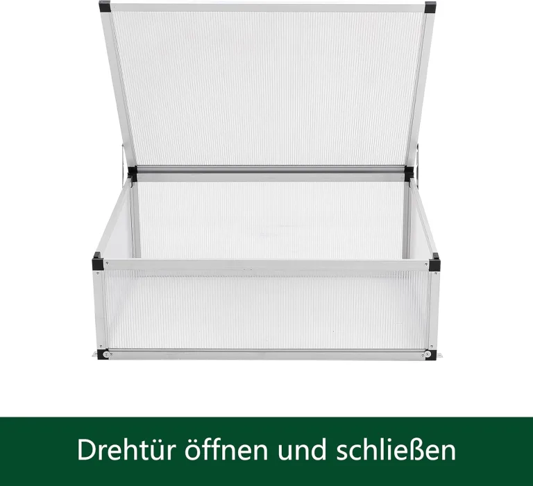 Alu Frühbeet lichtdurchlässig Frühbeetkasten Mini Gewächshaus Treibhaus UV Schutz Pflanzbeet 77x58x30cm Einzeldach Silbern – Bild 5