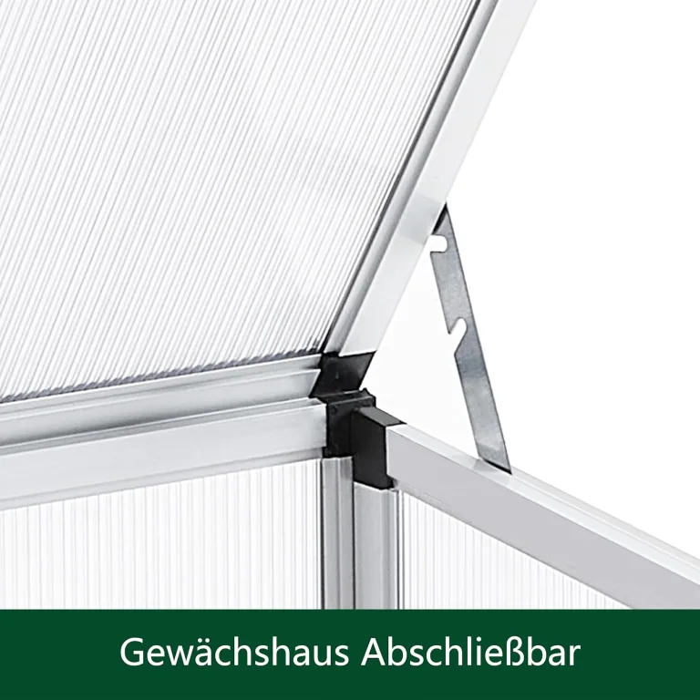 Alu Frühbeet lichtdurchlässig Frühbeetkasten Mini Gewächshaus Treibhaus UV Schutz Pflanzbeet 77x58x30cm Einzeldach Silbern – Bild 6