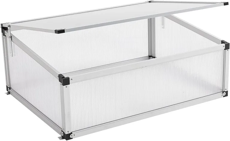 Alu Frühbeet lichtdurchlässig Frühbeetkasten Mini Gewächshaus Treibhaus UV Schutz Pflanzbeet 77x58x30cm Einzeldach Silbern – Bild 3