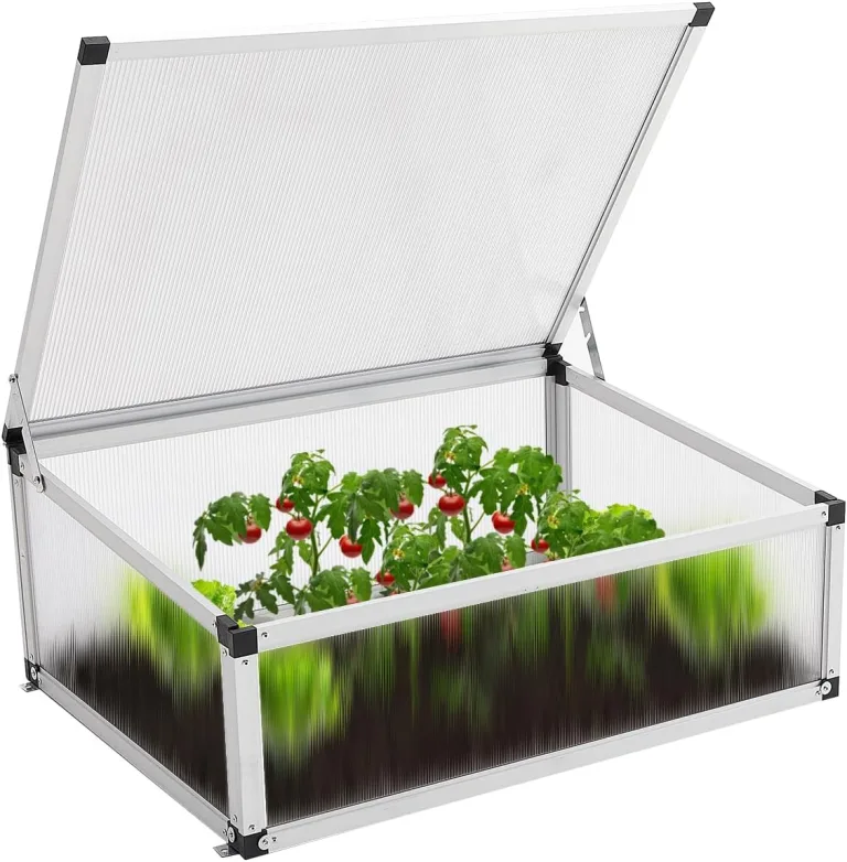 Alu Frühbeet lichtdurchlässig Frühbeetkasten Mini Gewächshaus Treibhaus UV Schutz Pflanzbeet 77x58x30cm Einzeldach Silbern – Bild 1