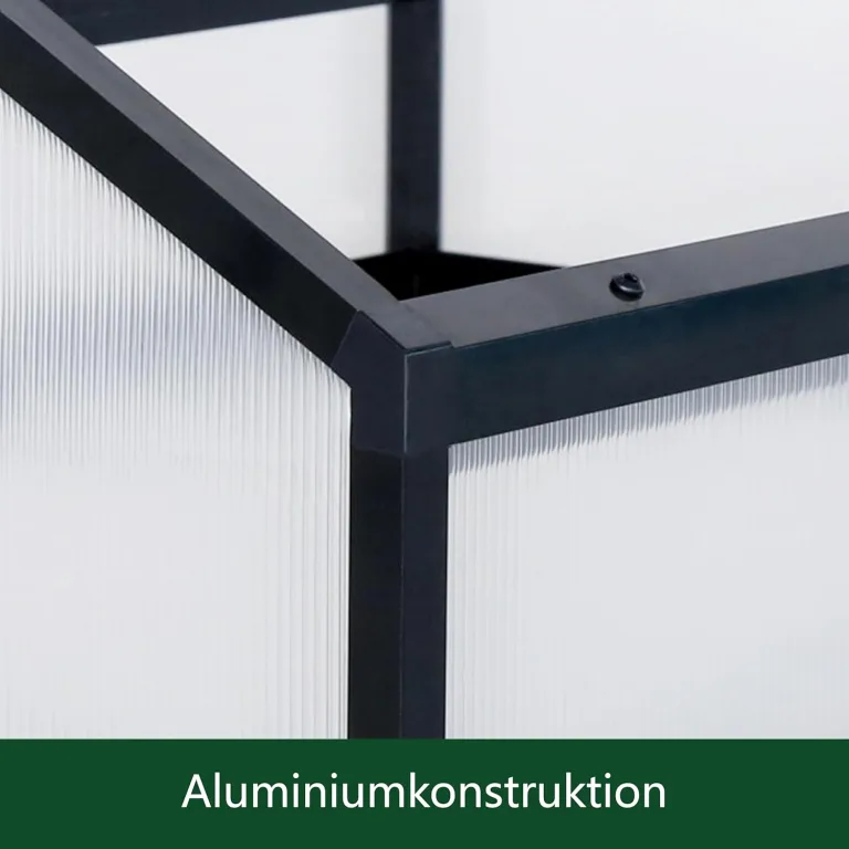 Alu Mini-Gewächshaus Frühbeet lichtdurchlässig Tomatenhaus Pflanzenhaus Treibhaus Pflanzbeet 117x97X53cm (Schwarz) – Bild 7