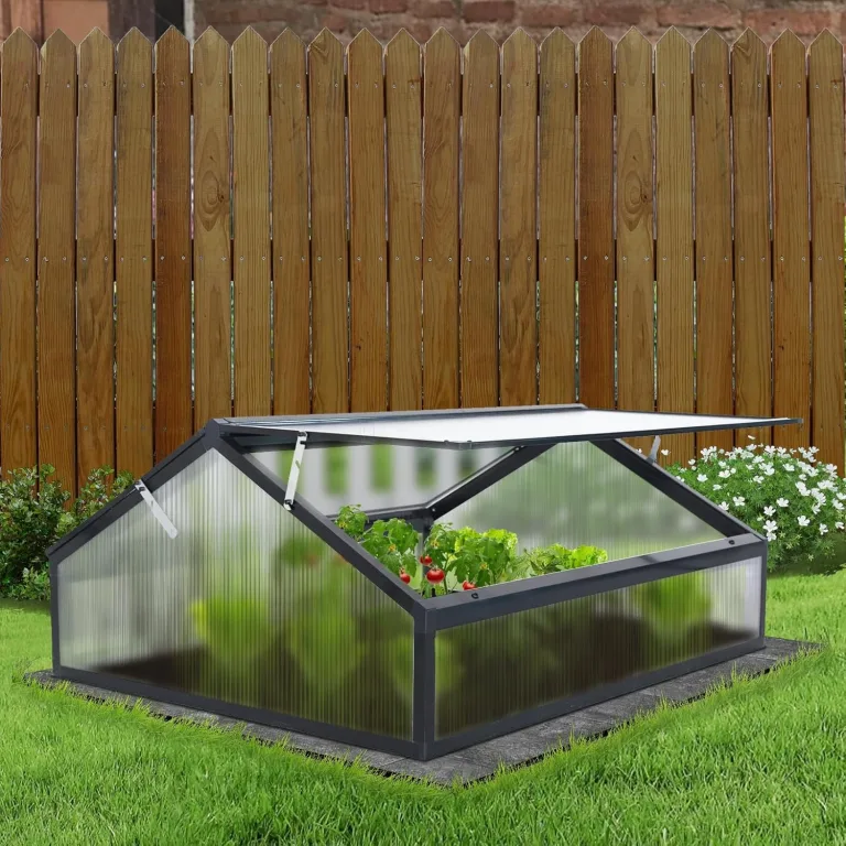 Alu Mini-Gewächshaus Frühbeet lichtdurchlässig Tomatenhaus Pflanzenhaus Treibhaus Pflanzbeet 117x97X53cm (Schwarz) – Bild 8