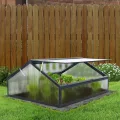 Alu Mini-Gewächshaus Frühbeet lichtdurchlässig Tomatenhaus Pflanzenhaus Treibhaus Pflanzbeet 117x97X53cm (Schwarz) - Thumbnail 8