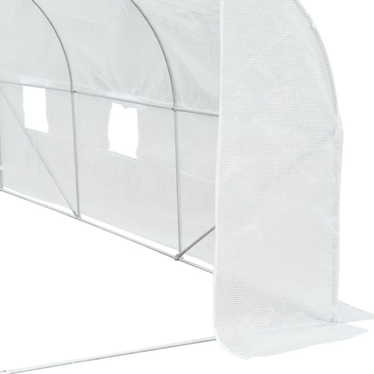 Outsunny Foliengewächshaus, 3,5 x 3 x 3 m Gewächshaus, Tomatenhaus mit UV-Schutz, Mesh-Fenster, Winddichtes Treibhaus für Garten, Balkon, Metall, Weiß – Bild 9
