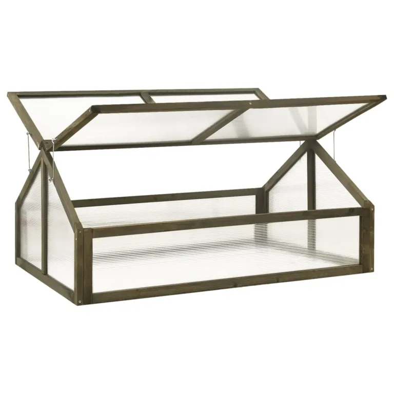 ARKEM Gewächshaus Grau 114x80x50 cm Tannenholz üBerwinterungszelt FüR Pflanzen Deko-GewäChshaus – Bild 2