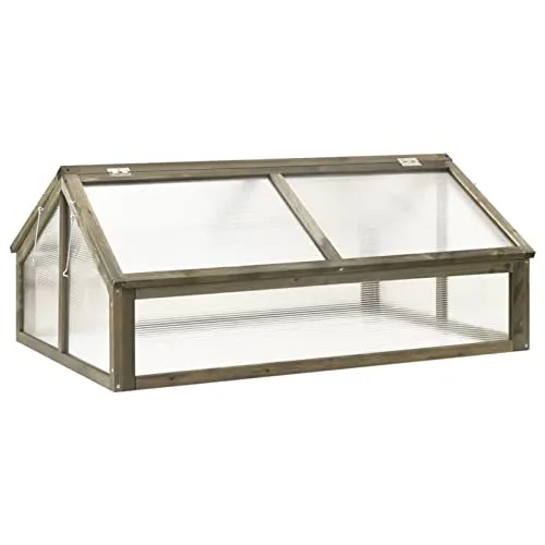 ARKEM Gewächshaus Grau 114x80x50 cm Tannenholz üBerwinterungszelt FüR Pflanzen Deko-GewäChshaus – Bild 7