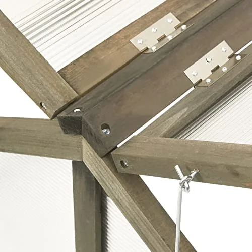 ARKEM Gewächshaus Grau 114x80x50 cm Tannenholz üBerwinterungszelt FüR Pflanzen Deko-GewäChshaus – Bild 8
