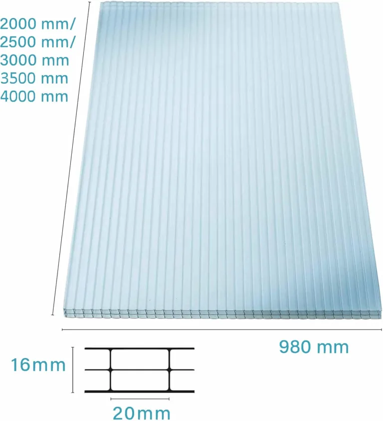 KAISER plastic® 4x Doppelstegplatten Polycarbonat 16/20-98 x 300 cm (11,76 m²) - Klar & UV-beständig - Hohlkammerplatten Xtra Strong - Stegplatten für Dach, Gewächshaus, Carport – Bild 3