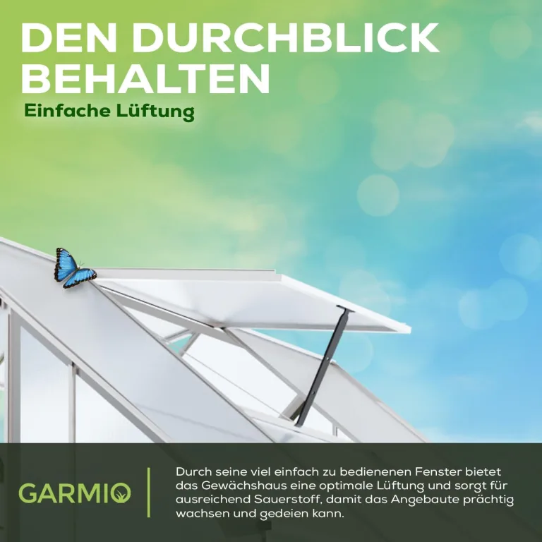 Gewächshaus Cuneo 190x190cm für den Garten, Alu Frühbeet inklusive Fundament, 2 Dachfenster Treibhaus Aufzucht Pflanzenhaus Tomatenhaus 3,7m² UV-Schutz – Bild 7
