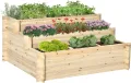 Outsunny Hochbeet Holz, Pflanzbeet Frühbeet Gartenbeet Blumentreppe Gemüsebeet 117 x 100 x 54 cm für Garten Balkon Terrasse, Pflanzentreppe für Blumen, Pflanzen,Obst, Gemüse - Thumbnail 1