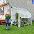 VOUNOT® Gewächshaus Foliengewächshaus, Anlehngewächshaus mit Seitenwände Aufrollbar, Tomatengewächshaus Winterfest Stabil, 200x100x180cm Weiß - Thumbnail 2