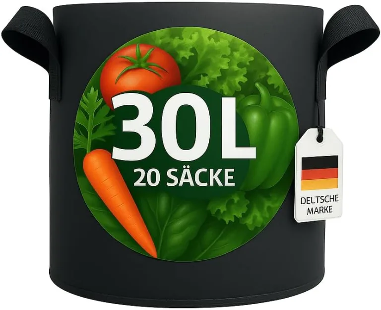 König Design 20x 30L Pflanzsack aus Vlies Stoff - 20er Set 30L Pflanztaschen aus 300 g/m² Filz & Vliesstoff - Pflanzgefäß Pflanzbeutel für Balkon Terrasse Gewächshaus & Garten – Bild 1