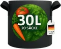 König Design 20x 30L Pflanzsack aus Vlies Stoff - 20er Set 30L Pflanztaschen aus 300 g/m² Filz & Vliesstoff - Pflanzgefäß Pflanzbeutel für Balkon Terrasse Gewächshaus & Garten - Thumbnail 1