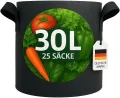 König Design 25x 30L Pflanzsack aus Vlies Stoff - 25er Set 30L Pflanztaschen aus 300 g/m² Filz & Vliesstoff - Pflanzgefäß Pflanzbeutel für Balkon Terrasse Gewächshaus & Garten - Thumbnail 1