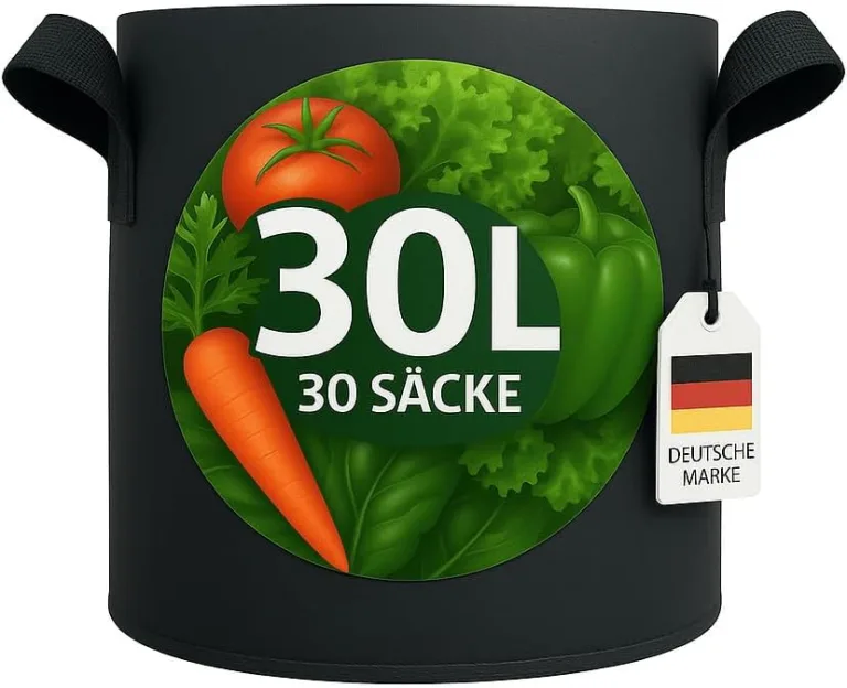 König Design 30x 30L Pflanzsack aus Vlies Stoff - 30er Set 30L Pflanztaschen aus 300 g/m² Filz & Vliesstoff - Pflanzgefäß Pflanzbeutel für Balkon Terrasse Gewächshaus & Garten – Bild 4