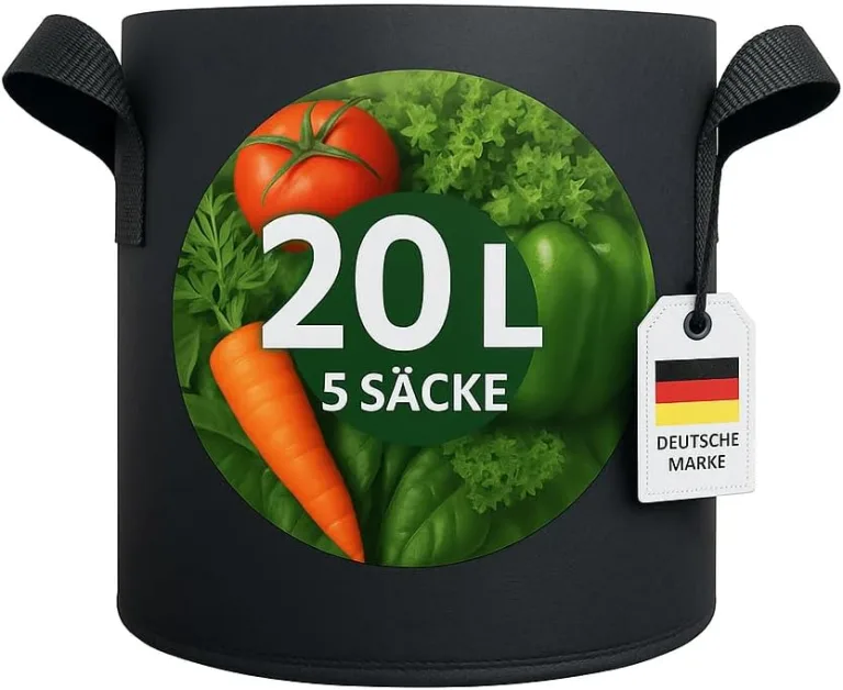 König Design 30x 20L Pflanzsack aus Vlies Stoff - 30er Set 20L Pflanztaschen aus 300 g/m² Filz & Vliesstoff - Pflanzgefäß Pflanzbeutel für Balkon Terrasse Gewächshaus & Garten – Bild 11