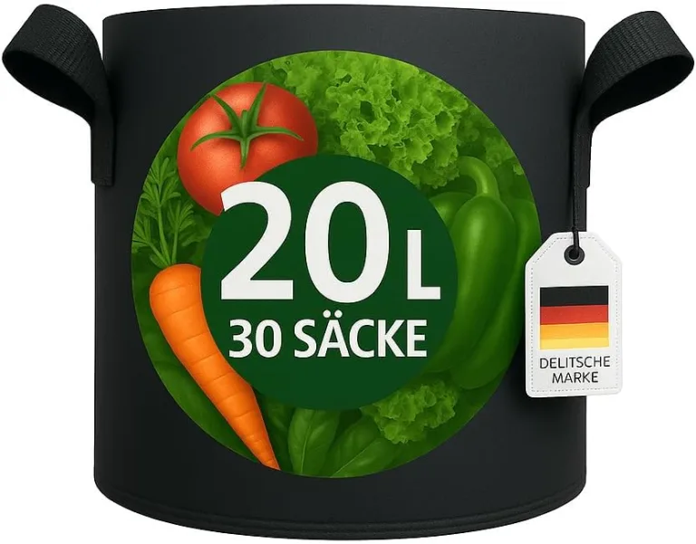 König Design 30x 20L Pflanzsack aus Vlies Stoff - 30er Set 20L Pflanztaschen aus 300 g/m² Filz & Vliesstoff - Pflanzgefäß Pflanzbeutel für Balkon Terrasse Gewächshaus & Garten – Bild 4