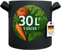König Design 5X 30L Pflanzsack aus Vlies Stoff - 5er Set 30L Pflanztaschen aus 300 g/m² Filz & Vliesstoff - Pflanzgefäß Pflanzbeutel für Balkon Terrasse Gewächshaus & Garten - Thumbnail 4