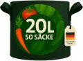 König Design 50x 20L Pflanzsack aus Vlies Stoff - 50er Set 20L Pflanztaschen aus 300 g/m² Filz & Vliesstoff - Pflanzgefäß Pflanzbeutel für Balkon Terrasse Gewächshaus & Garten - Thumbnail 4