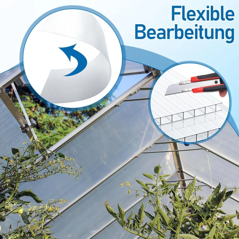 14x Polycarbonat Hohlkammerstegplatten 4mm, 10,25 m² Polycarbonatplatten ,50x Klammern, 50x Z-Clips, 60.5 x 121cm Doppelstegplatte, Stegplatte Gewächshausplatte UV-beständigen für Gewächshaus – Bild 5