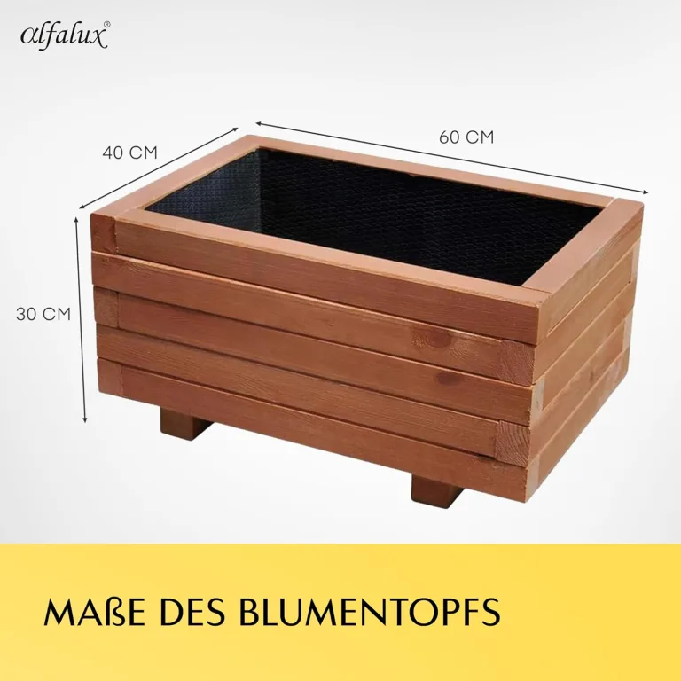 Hochbeet 60 x 40 x 30H cm Blumenkasten aus Holz Pflanzkübel Garten Balkon Terrasse Pflanzkasten Nuss Braun 60KAN4030NU – Bild 2