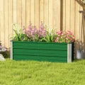 Outsunny Hochbeet aus Stahl Gartenbeet Pflanzkasten Blumenkasten Blumenkübel mit Handschuhe Grün 125 x 47 x 40 cm - Thumbnail 8