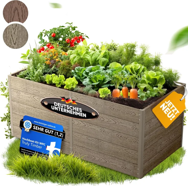 Hochbeet WPC EcoFusion 123x64x71cm – extrem Langlebig [Woody-Look] Komplettpaket mit vorgebohrten Löchern | Hochbeete für Garten Hochbeete-kit Bausatz – Bild 9