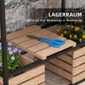 Outsunny Hochbeet aus Holz, 2-Stufiger Blumenkasten mit Ablage, Erhöhtes Gemüsebeet mit Innenvlies, Kräuterbeet für Garten, Balkon, Hellbraun, 83 x 39 x 100 cm - Thumbnail 5