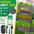 KESSER® Hochbeet mit 4 Etagen Premium Blumenkasten Blumentreppe Pflanztreppe Gemüsebeet Kräuterbeet Pflanzkübel Frühbeet Blumenbeet Pflanzkasten mit Gartenvlies - Beet inkl. Schaufelset, Anthrazit - Thumbnail 2