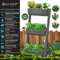 KESSER® Hochbeet mit 3 Etagen Premium Blumenkasten Blumentreppe Pflanztreppe Gemüsebeet Kräuterbeet Pflanzkübel Frühbeet Blumenbeet Pflanzkasten mit Gartenvlies - Beet inkl. Schaufelset, Anthrazit - Thumbnail 2