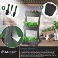 KESSER® Hochbeet mit 3 Etagen Premium Blumenkasten Blumentreppe Pflanztreppe Gemüsebeet Kräuterbeet Pflanzkübel Frühbeet Blumenbeet Pflanzkasten mit Gartenvlies - Beet inkl. Schaufelset, Anthrazit - Thumbnail 4