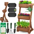 KESSER® Hochbeet mit 3 Etagen Premium Blumenkasten Blumentreppe Pflanztreppe Gemüsebeet Kräuterbeet Pflanzkübel Frühbeet Blumenbeet Pflanzkasten mit Gartenvlies - Beet inkl. Schaufelset, Anthrazit - Thumbnail 8