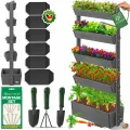 KESSER® Hochbeet mit 3 Etagen Premium Blumenkasten Blumentreppe Pflanztreppe Gemüsebeet Kräuterbeet Pflanzkübel Frühbeet Blumenbeet Pflanzkasten mit Gartenvlies - Beet inkl. Schaufelset, Anthrazit - Thumbnail 10