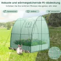 COSTWAY Foliengewächshaus Gewächshaus, Treibhaus mit Allwetter-PE-Abdeckung, Rolltür und Fenster, Tomatengewächshaus Tomatenhaus, Pflanzenhaus für Tomaten & Topfpflanzen (181x181x200 cm, Grün) - Thumbnail 2