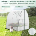 COSTWAY Foliengewächshaus Gewächshaus, Treibhaus mit Allwetter-PE-Abdeckung, Rolltür und Fenster, Tomatengewächshaus Tomatenhaus, Pflanzenhaus für Tomaten & Topfpflanzen (181x181x200 cm, Weiß) - Thumbnail 2