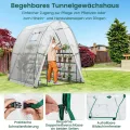 COSTWAY Foliengewächshaus Gewächshaus, Treibhaus mit Allwetter-PE-Abdeckung, Rolltür und Fenster, Tomatengewächshaus Tomatenhaus, Pflanzenhaus für Tomaten & Topfpflanzen (181x181x200 cm, Weiß) - Thumbnail 5