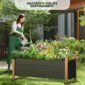 Grand patio Hochbeet Garten, Wetterfest, Metall Pflanzbeet mit Entwässerungslöcher, Blumenkasten für Outdoor, Balkon (100X38X44CM) - Thumbnail 8