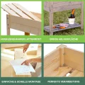 ITA Hochbeet aus Holz 80x37x78 cm - Pflanzkasten mit Ablageboden & Innenfolie - Made in EU - Direkt vom Hersteller - FSC Kiefernholz - Pflanzbeet Blumenkasten für Garten Balkon Terrasse - Braun - Thumbnail 6