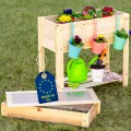 ITA Hochbeet aus Holz 80x37x78 cm - Pflanzkasten mit Ablageboden & Innenfolie - Made in EU - Direkt vom Hersteller - FSC Kiefernholz - Pflanzbeet Blumenkasten für Garten Balkon Terrasse - Braun - Thumbnail 10