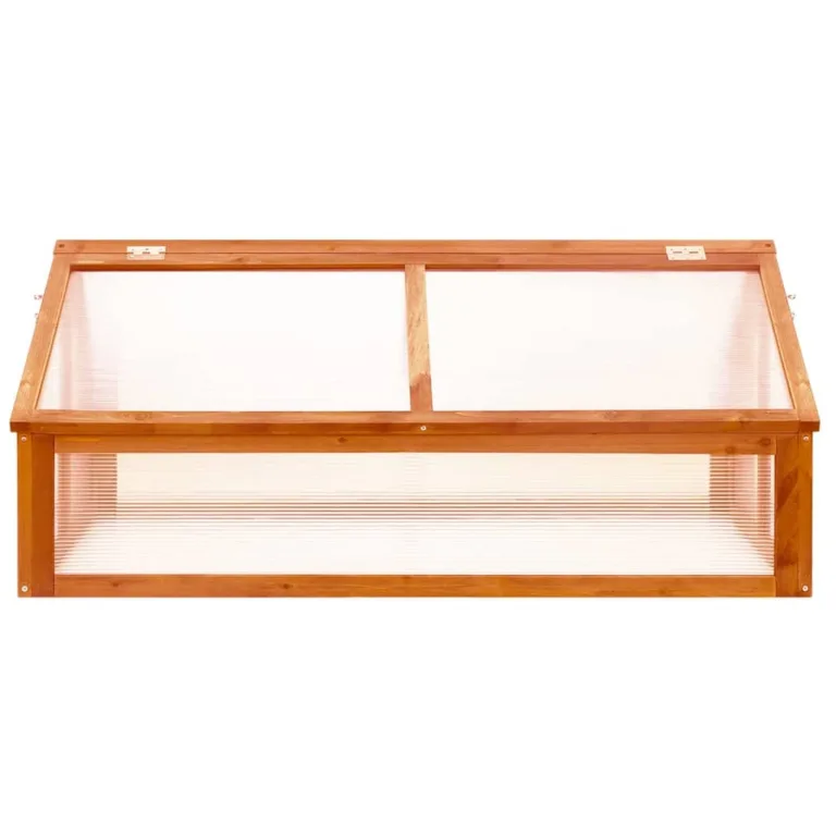 Gecheer Tannenholz Gewächshaus Aufzucht Frühbeet Frühbeetkasten Treibhaus Pflanzenhaus Gartenhaus Pflanzbeet Tomatenhaus Braun 114x80x50cm – Bild 3