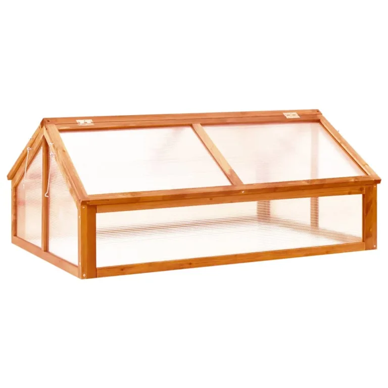 Gecheer Tannenholz Gewächshaus Aufzucht Frühbeet Frühbeetkasten Treibhaus Pflanzenhaus Gartenhaus Pflanzbeet Tomatenhaus Braun 114x80x50cm – Bild 1