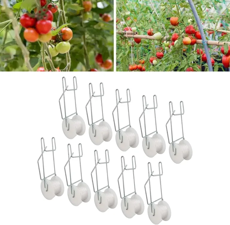 Fofetbfo 20 Stück Tomaten-Rollhaken, Pflanzenstützhaken mit 15,2 M Schnur, Gewächshaus-Tomaten-Rankklammern für Blumenkulturen – Bild 5