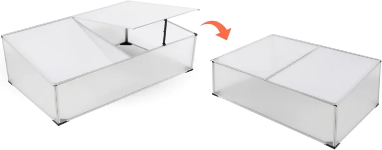 Frühbeetkasten mit geteiltem Deckel - 120 x 80 cm - Kleines Gewächshaus mit Schrägdach - Polycarbonat Treibhaus Kasten Gemüsebeet Abdeckung – Bild 4