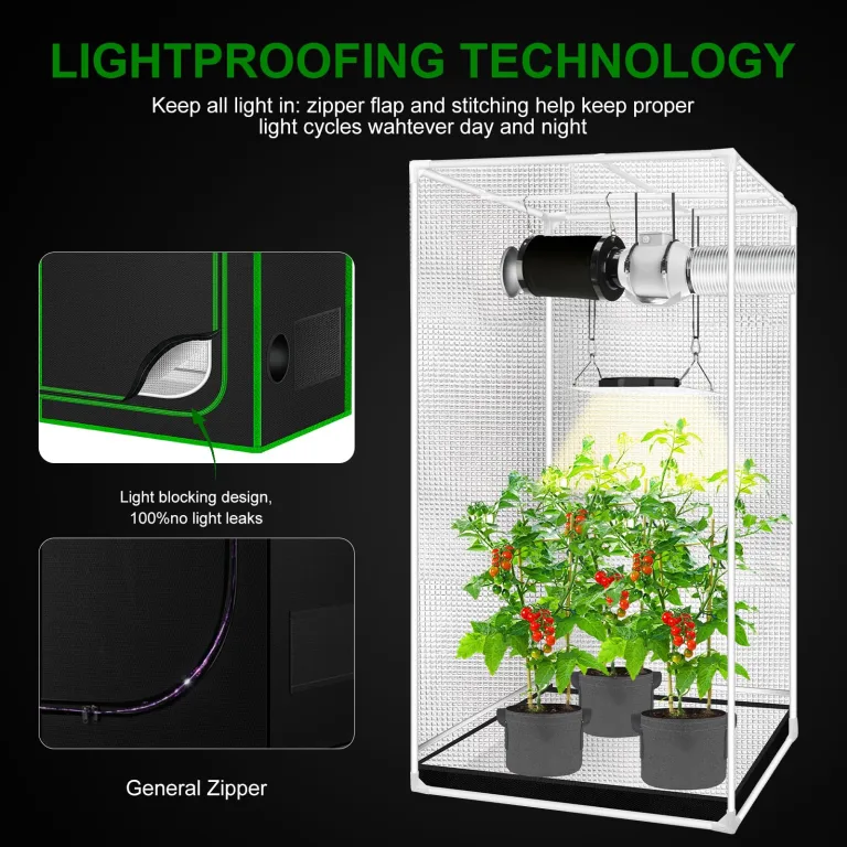 Grow-Zelt, hochreflektierendes 600D-Diamant-Mylar-Gewebe mit Beobachtungsfenster und Bodenschale für hydroponischen Indoor-Pflanzenanbau, 91,4 x 91,4 x 182,9 cm – Bild 3