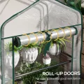 Outsunny Gartengewächshaus Balkongewächshaus Regal Gewächshaus 3 Ebenen ABM. 59L x 39l x 127H cm pulverbeschichtetes Metall Transparent Grün - Thumbnail 6