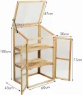 HOMASIS Gewächshaus mit 3 Ablagen, Anlehngewächshaus Tomaten mit 2 Türen & Oberlicht, Holz Frühbeet Pflanzenhaus Winterfest klein, 60x45x100cm, Teibhaus Gartenhaus für Garten & Balkon, Transparent - Thumbnail 3