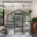 Outsunny Gewächshaus Aluminium 192 x 192 x 204 cm Treibhaus 3,68 m² Tomatenhaus mit Fenster, Schiebetür, Fundament, Aufzucht Pflanzenhaus für Garten, Balkon, Schwarz - Thumbnail 3